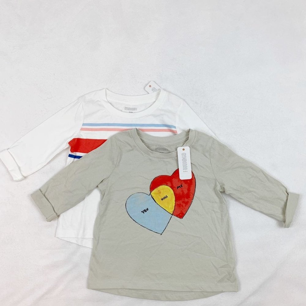 Gymboree‎ Lot of 2 striped heart graphic t-shirt